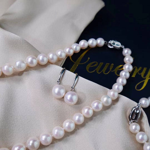 8-9mm White Freshwater Pearl 3-Piece Jewelry Set - House Of Pearls