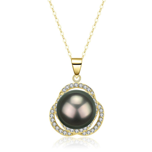9-10mm Tahitian Pearl & Rose Earrings Necklace (Purchase Individually) - House Of Pearls