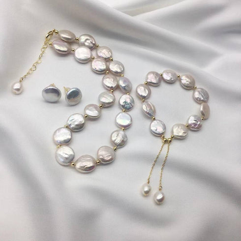 Coin Pearl Necklace Bracelet and Earrings (Purchase Individually) - House Of Pearls