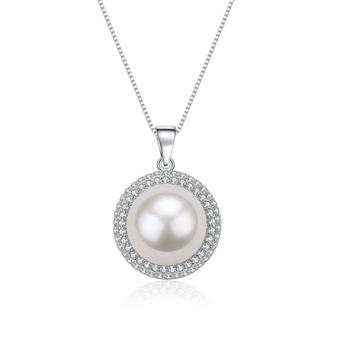 Classic White Freshwater Button Pearl Pendant Ear Stud Earrings Set - House Of Pearls