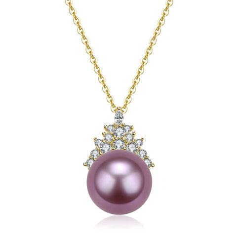10-11mm Purple Pearl & Queen Earrings Necklace (Purchase Individually) - House Of Pearls