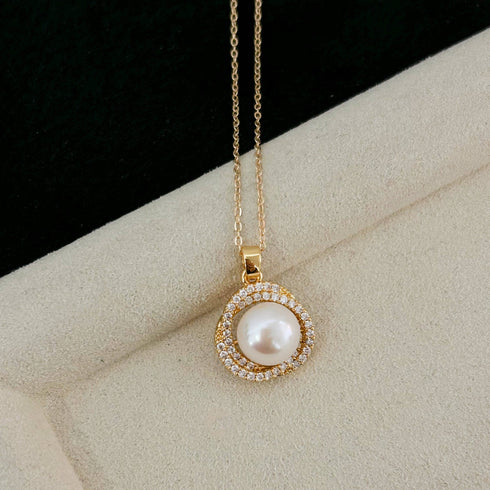 Floral CZ Button Pearl Jewelry Set - House Of Pearls