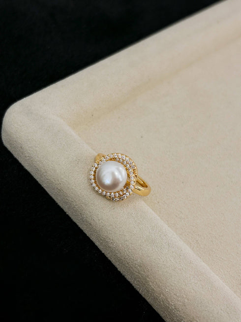 Floral CZ Button Pearl Jewelry Set - House Of Pearls