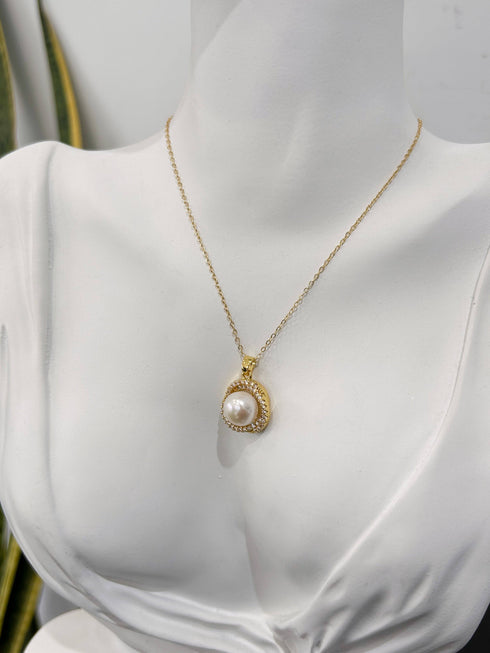 Floral CZ Button Pearl Jewelry Set - House Of Pearls