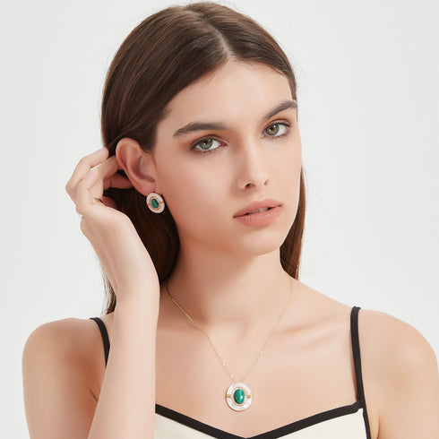 Green Malachite Mother Of Pearls Earrings, Necklace and Ring (Purchase individually) - House Of Pearls