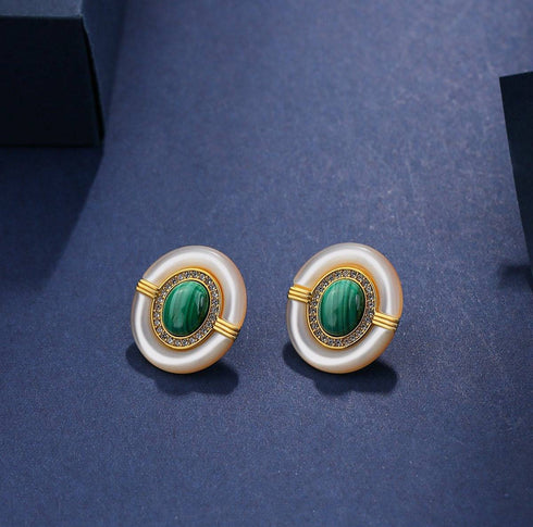 Green Malachite Mother Of Pearls Earrings, Necklace and Ring (Purchase individually) - House Of Pearls