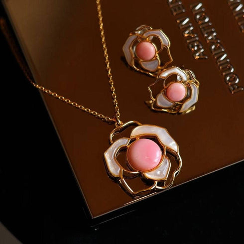 Rose Pink Queen Conch Pearl Set - House Of Pearls