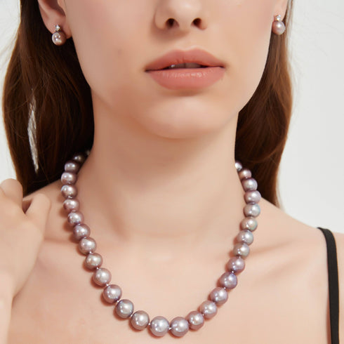 Purple 10-12mm Edison Pearl Necklace and Bracelet Set - House Of Pearls