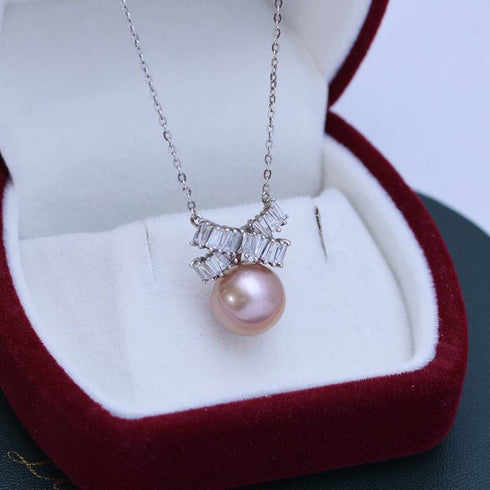 Purple Pearl & Zephyrine Earrings Necklace Set - House Of Pearls