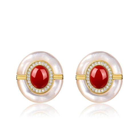 Red Onyx Mother Of Pearls Earrings, Necklace and Ring (Purchase individually) - House Of Pearls