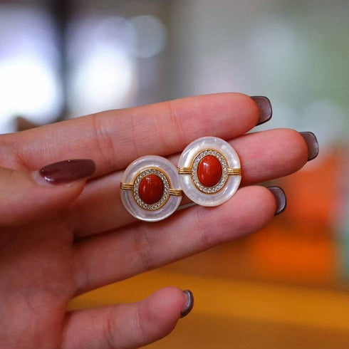 Red Onyx Mother Of Pearls Earrings, Necklace and Ring (Purchase individually) - House Of Pearls