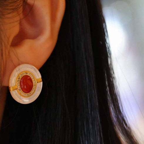 Red Onyx Mother Of Pearls Earrings, Necklace and Ring (Purchase individually) - House Of Pearls