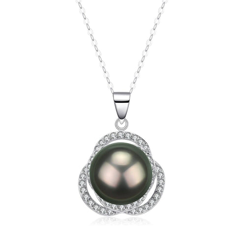9-10mm Tahitian Pearl & Rose Earrings Necklace (Purchase Individually) - House Of Pearls