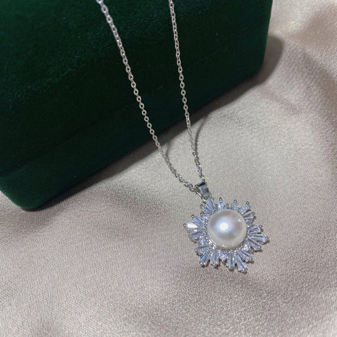 White Snowflake Pendant Freshwater Pearl Jewelry Set - House Of Pearls