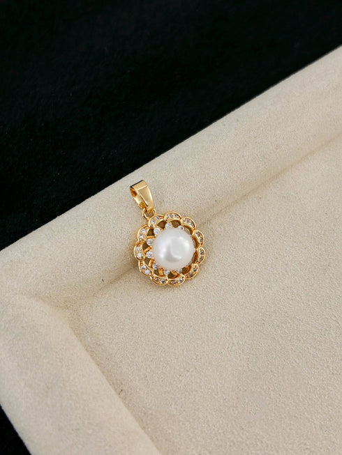 Wreath CZ Button Pearl Jewelry Set - House Of Pearls