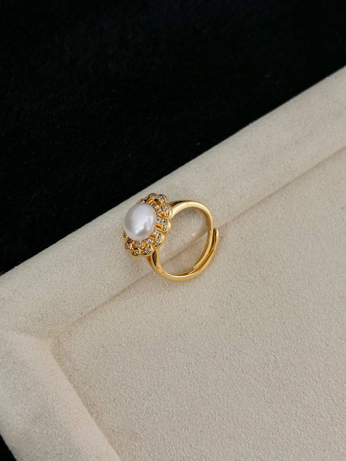 Wreath CZ Button Pearl Jewelry Set - House Of Pearls