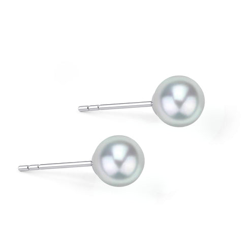 4-5mm Silver Blue Akoya Pearl Stud Earrings 18K Gold - Earrings made with hand-selected pearls from House of Pearls