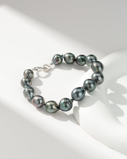Bracelet: 8–11mm Dark Tahitian South Sea Circle-Baroque Pearls, AA+ Grade, House Of Pearls