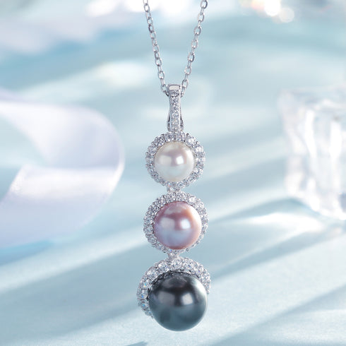 Three Pearls Radiant Trio Pearl Pendant Necklace - Necklaces made with hand-selected pearls from House of Pearls