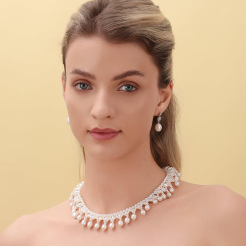 Triple Strand Handcrafted White Freshwater Pearl Necklace - Necklaces made with hand-selected pearls from House of Pearls