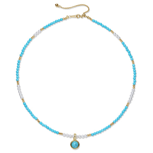 Turquoise and Pearl Beaded Necklace - Necklaces made with hand-selected pearls from House of Pearls