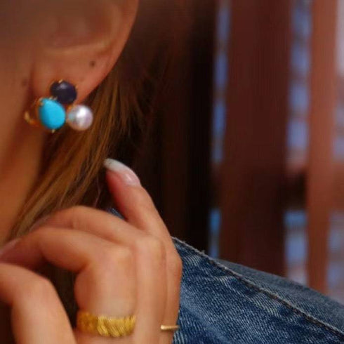 Turquoise Freshwater Pearl Earrings - Earrings made with hand-selected pearls from House of Pearls