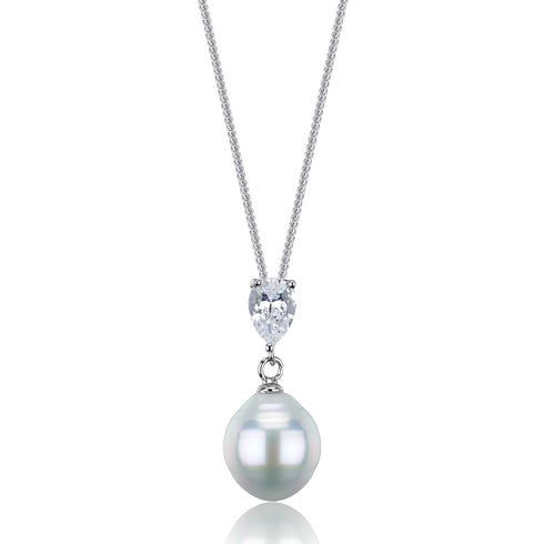 Necklace: 10-11mm freshwater pearl Aurora Vine pendant on a silver chain