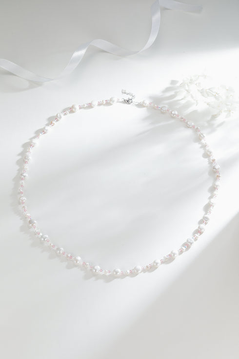 White Baroque Freshwater Pearl Necklace with Pastel Beads - Necklaces made with hand-selected pearls from House of Pearls
