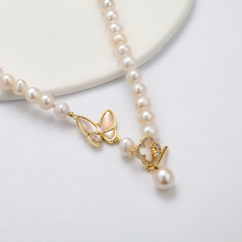 White Freshwater Pearl Butterfly Pendant Necklace - Necklaces made with hand-selected pearls from House of Pearls