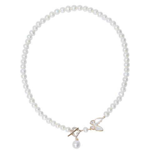 White Freshwater Pearl Butterfly Pendant Necklace - Necklaces made with hand-selected pearls from House of Pearls