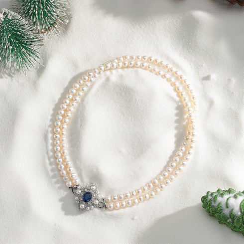 White Freshwater Pearl Double Strand Choker Necklace - Necklaces made with hand-selected pearls from House of Pearls