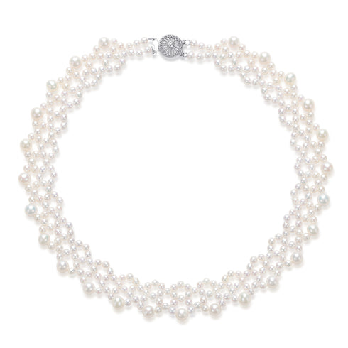 White Freshwater Pearl Twisted Necklace - Necklaces made with hand-selected pearls from House of Pearls