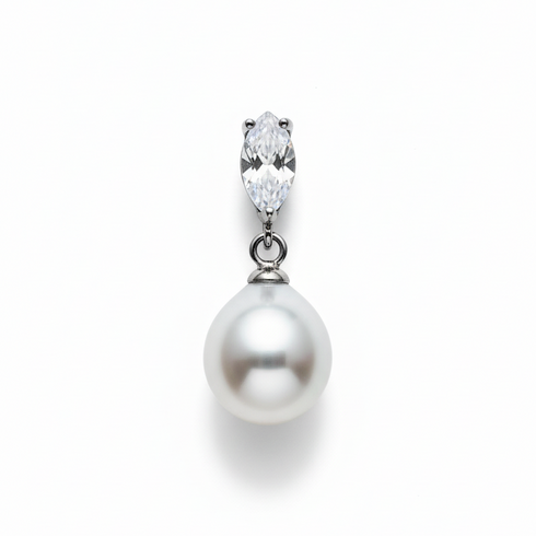 White South Sea Pearl Waterdrop Cubic Zirconia Pendant