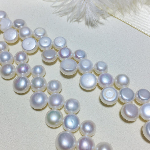 White Triple Strand Coin Shaped Freshwater Pearl Strand Necklace - Necklaces made with hand-selected pearls from House of Pearls