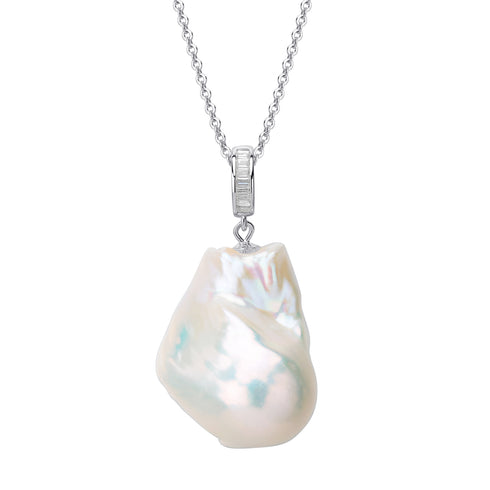 Large White Baroque Pearl Pendant Necklace - House Of Pearls