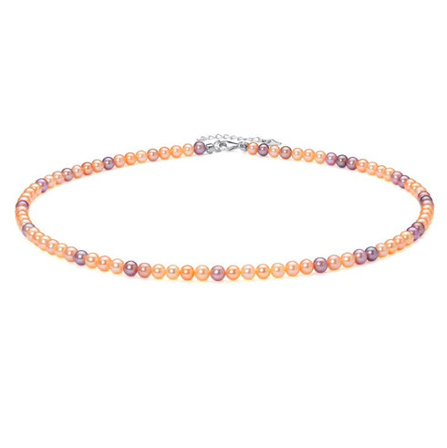 4-5mm Aurora Multi-Color Round Freshwater Pearl Necklace - House Of Pearls