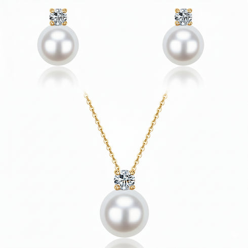 8-9mm White Freshwater Pearl Necklace & Earring Jewelry Set