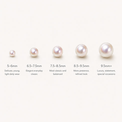 Pearl necklace, classic white freshwater, five size options from 5-6mm to 9.5mm+