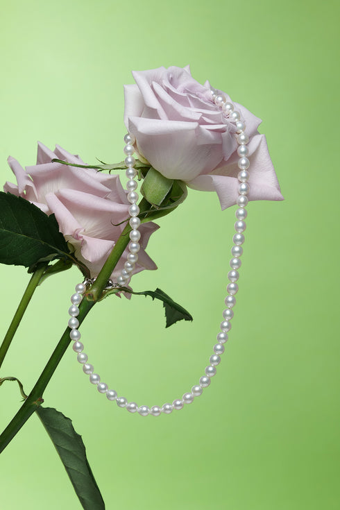 Akoya Pearl Necklace, AAA grade 5.5–6mm white pearls on a single strand