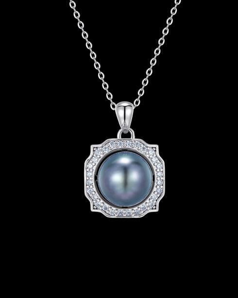 10–11mm Tahitian Pearl Halo Necklace & Earrings Set