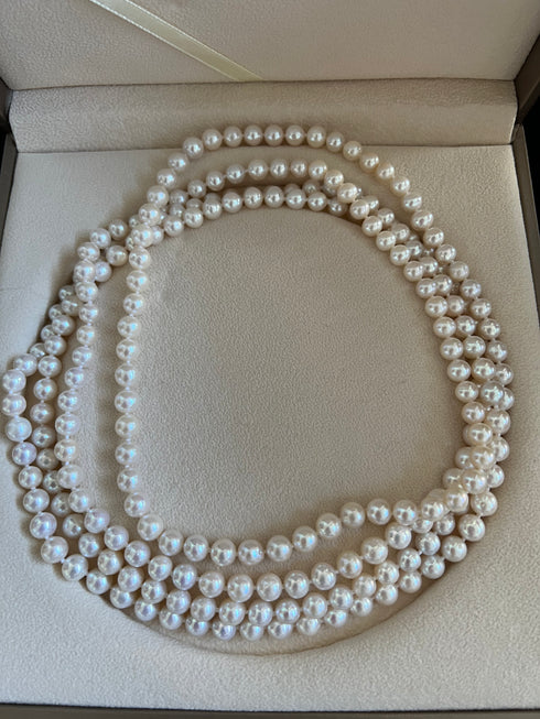White 68" Length Freshwater Pearl Necklace - House Of Pearls