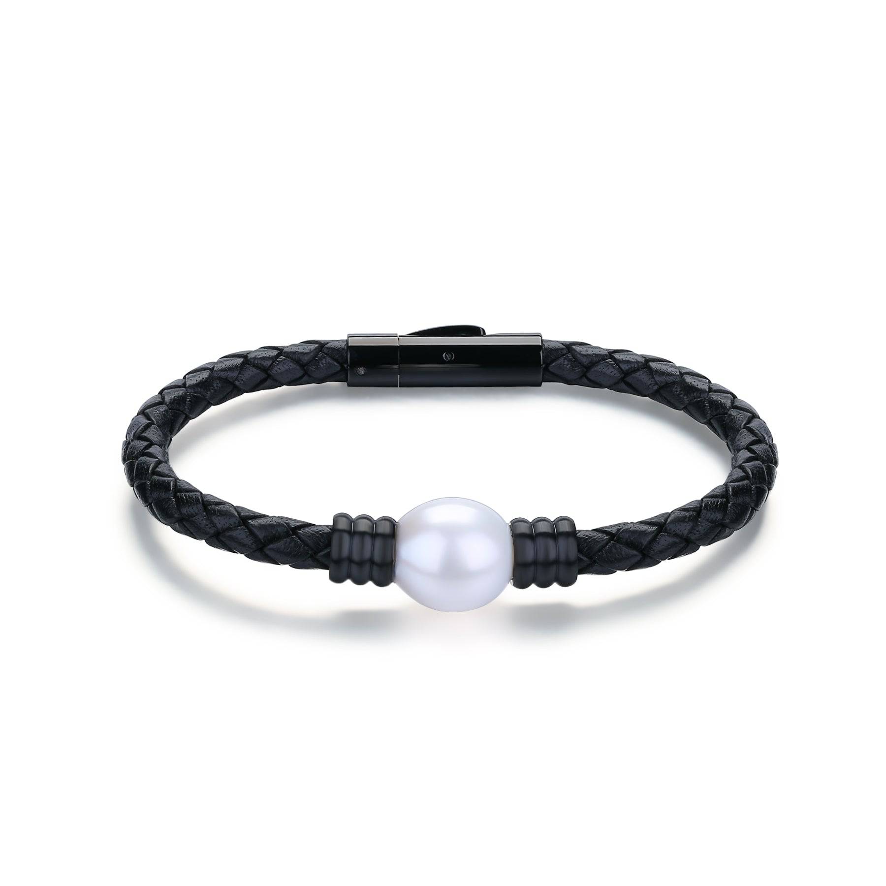 Authentic 9-11mm Tahitian Black buying Pearl Genuine Leather Cord Adjustable Bracelet 7