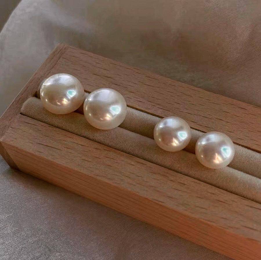 7-8mm Classic Button Freshwater Pearl Stud Earrings