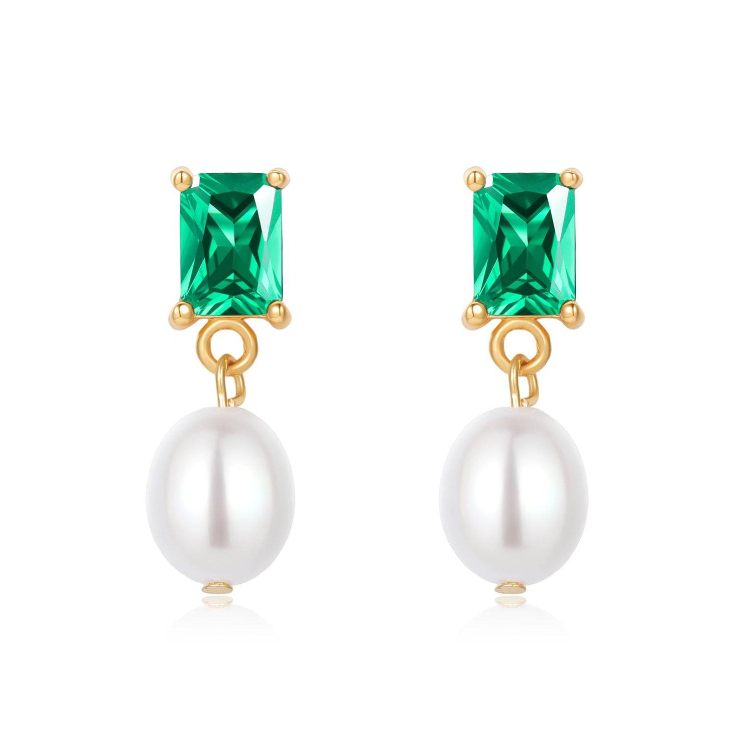 GOLD PEARL CZ DROP EARRINGS