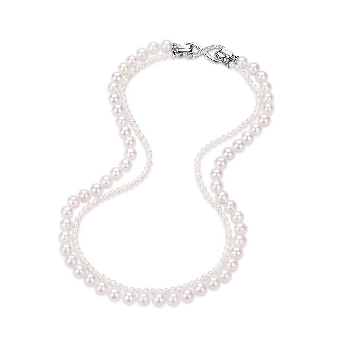 Dual Strand Two Size White Freshwater Flower Clasp Necklace | House Of ...