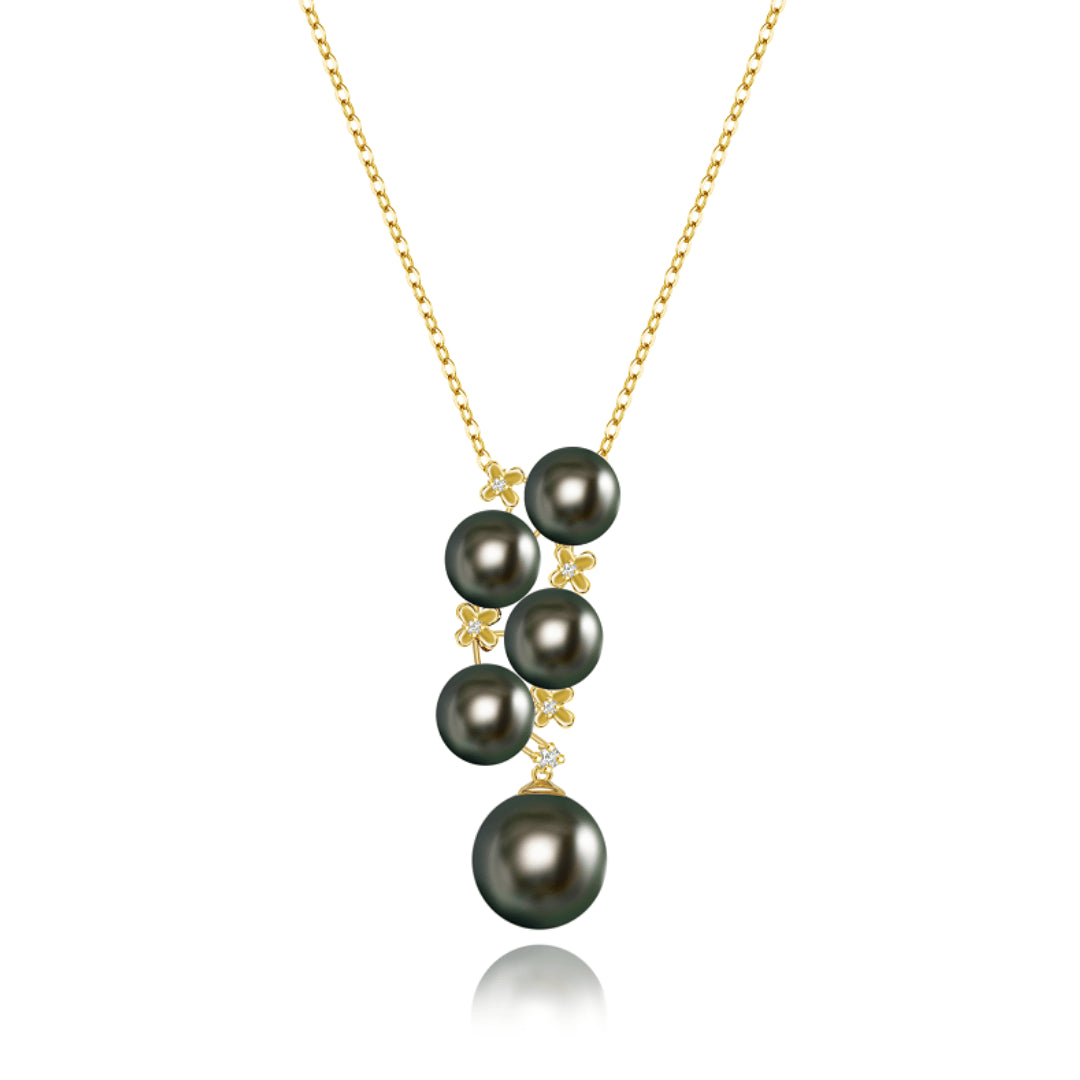 Five-Drop Black Tahitian Pearl Pendant - 18K Gold