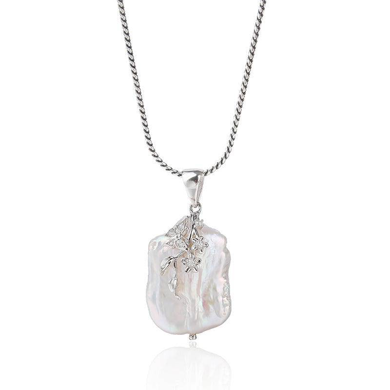 Flower Square Baroque Pearl Necklace Sterling Silver | House