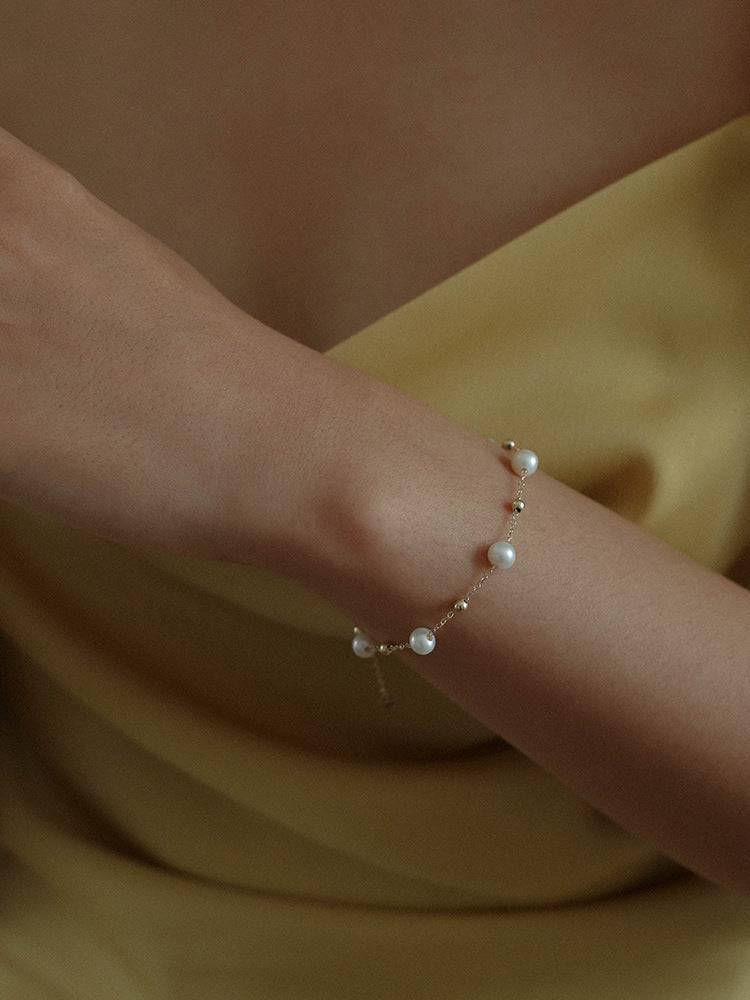 アクセサリー Silver Gold Pearl Necklace&Bracelet Set Jessica Pearl Necklace & Bracelet Set | Elegant Jewelry House Of