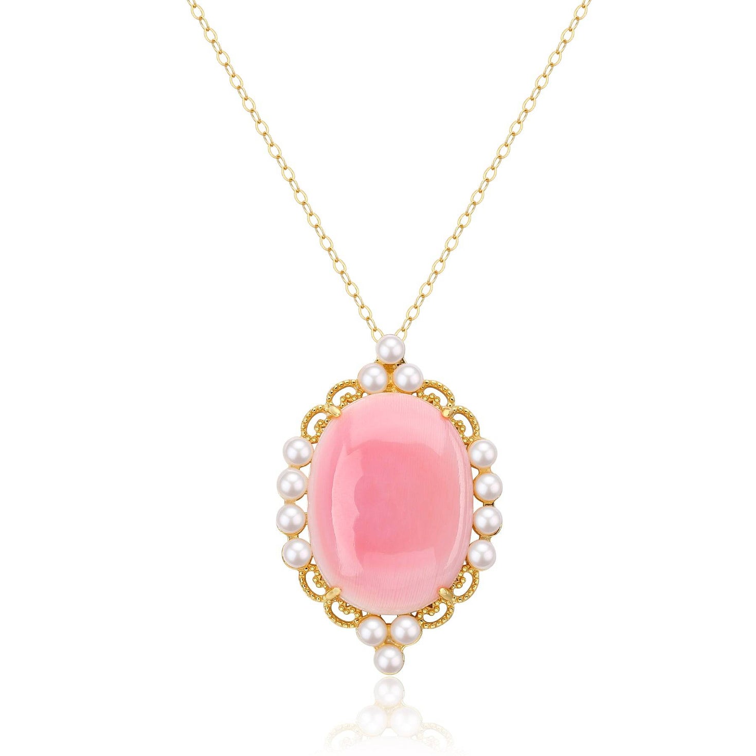 Princess Oval Pink Queen Conch Shell Pearls Earrings l Necklacel Set ...