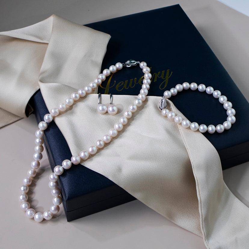 8 9mm White Freshwater Pearl 3 Piece Jewelry Set House Of Pearls